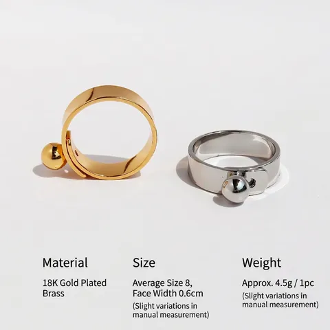 Minimalist Geometric Ball Buckle Brass Ring For Women Men Unisex Gold Silver Plated Belt Buckle Design Band Ring Jewelry Gift