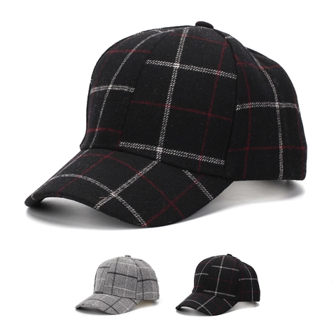 Unisex Brits Vintage Geruit Honkbalpet Polyester Harde Bovenkant Gebogen Rand Outdoor Zonnescherm Verstelbare Pet