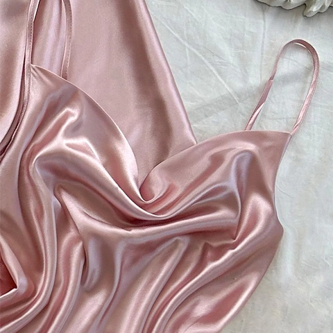 Pijama De Satén Para Mujer Camisola Pantalones Largos Y Albornoz Ropa De Dormir Ropa De Casa Cuello En V Color Sólido Imitación De Satén