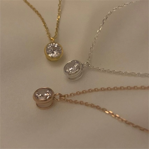 Collana In Argento Sterling 925 Con Ciondolo In Zircone Rotondo Gioielli Eleganti In Stile Coreano Minimalista Per Donna