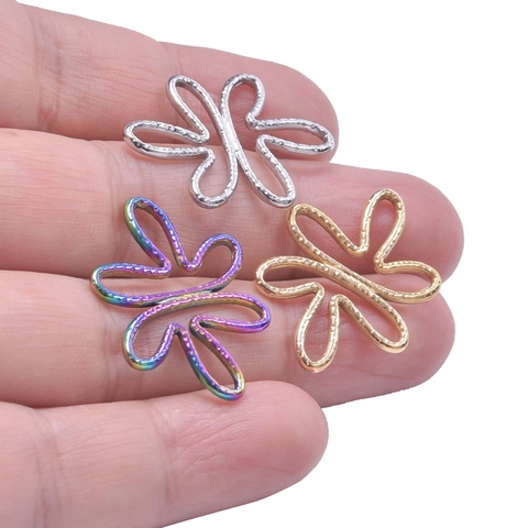 Collana Con Ciondolo Floreale Cavo in Acciaio Inossidabile per Donna Collana Con Ciondolo a Fiore Trama Martellata Gioielli