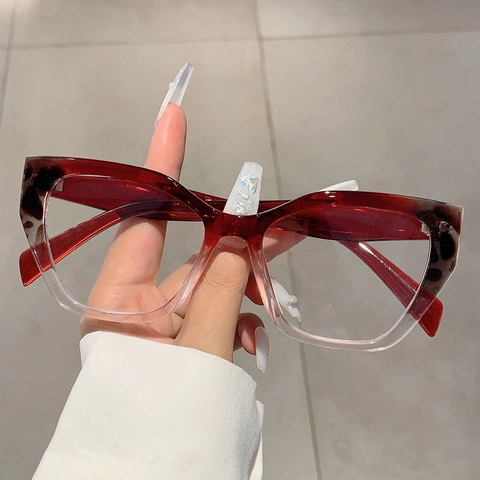 Women Cat Eye Glasses Frame Anti Blue Light Blocking Retro Oversized Fashion PC Optical Frame Eyewear