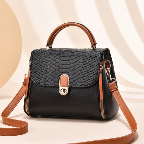 Vintage Women Handbag Crossbody Bag PVC Leather Alligator Snake Pattern Top Handle Retro Shoulder Bag