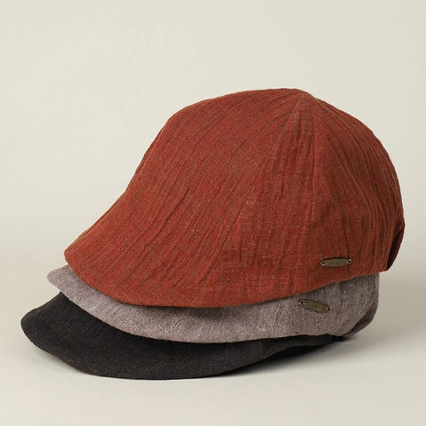 Vintage Ivy Cap Pure Linen Breathable Pleated Texture Adjustable Foldable Flat Cap For Women Casual Sun Protection