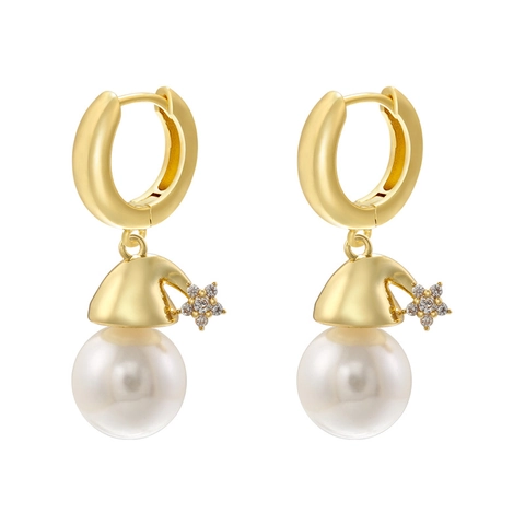 Christmas Earrings Brass Zircon Santa Claus Tree Bell Reindeer Huggie Hoop Jewelry Holiday Party For Women