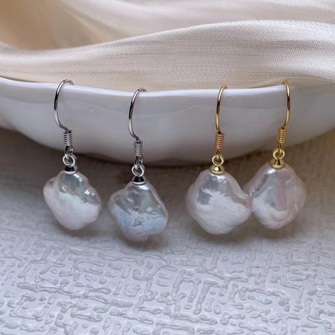 Baroque Freshwater Pearl Drop Earrings With 925 Sterling Silver Earring Post Vintage Clover Star Shape Ear Hook For Women