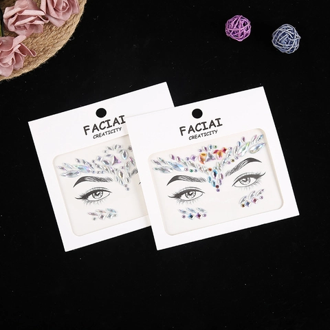 Face Jewels Rhinestone Stickers Colorful Acrylic Self Adhesive For Festival Rave Party Makeup Decoration DIY Body Art