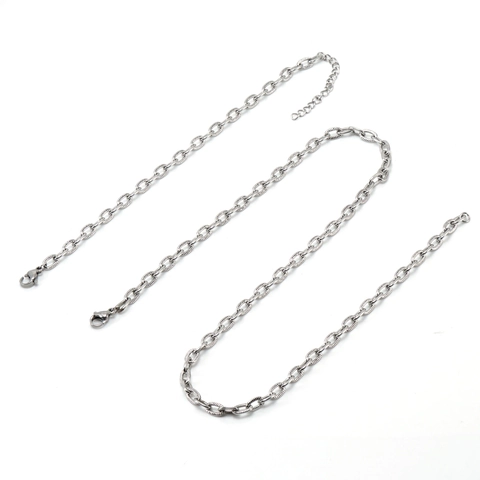 Collana E Bracciale In Catena A Maglie Ovali Testurizzate In Acciaio Inossidabile Gioielli Di Moda Minimalisti Per Donne Uomini