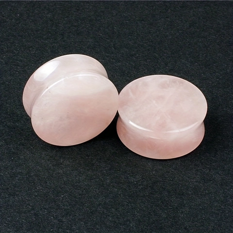 Dilatatori Per Orecchi In Pietra Di Quarzo Rosa Naturale Double Flared Lucidato Liscio Gioielli Per Piercing Eleganti Uomo Donna
