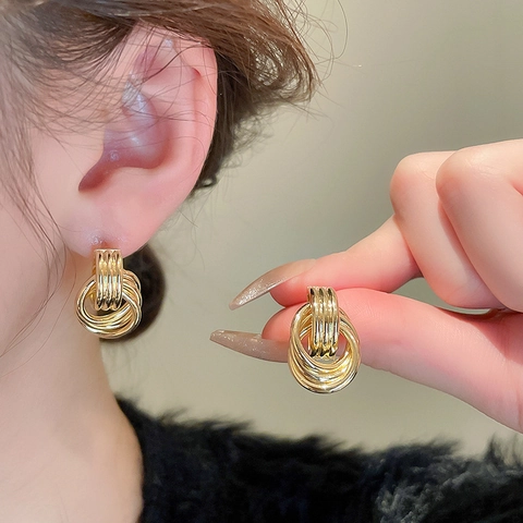 Verdrehte Knoten Geometrische Ohrstecker Mit 925 Sterling Silber Stecker Kupfer Minimalistisch Metallisch Damen