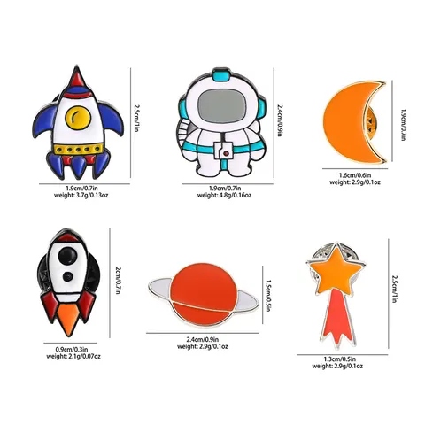 Cartoon Astronaut Space Enamel Pin Alloy Rocket Planet Moon Star Brooch Badges For Backpack Clothing Decoration Accessories Gift