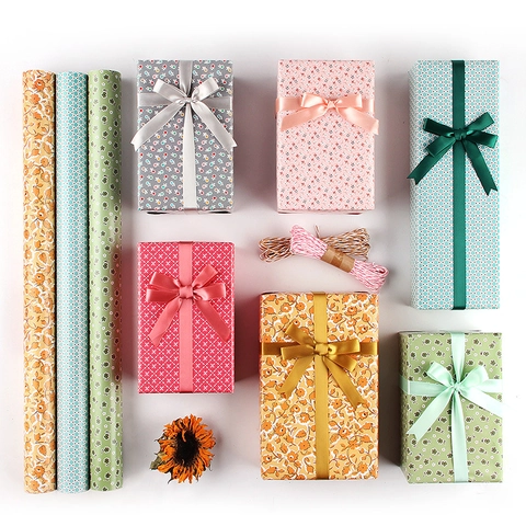 Vintage Floral Art Paper Gift Wrapping Paper For DIY Crafts Book Covers Floral Geometric Pattern Fresh Forest Style