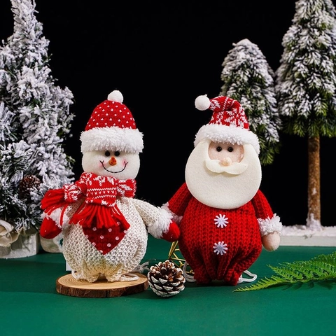 Christmas Knitted Drawstring Gift Bags Santa Claus Snowman Patterns Red White Party Favor Packaging Pouches
