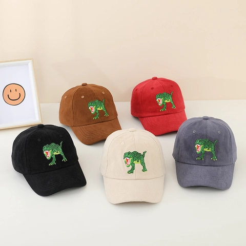 Kids Baseball Cap Cartoon Dinosaur Embroidery Cotton Adjustable Sunshade Hat For Boys Girls