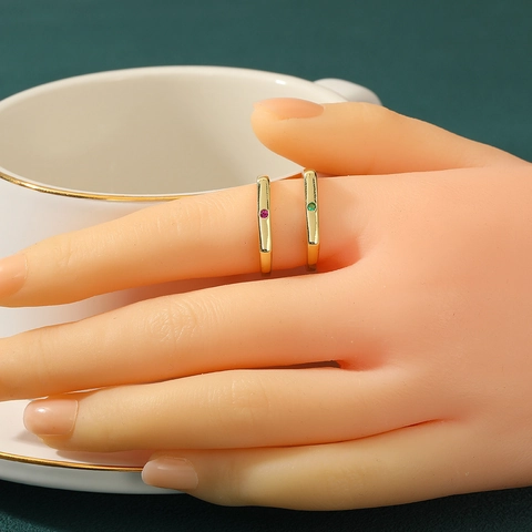 Minimalistische Geometrische Offene Ring Kupfer Zirkon Vergoldet Verstellbarer Modeschmuck Für Damen