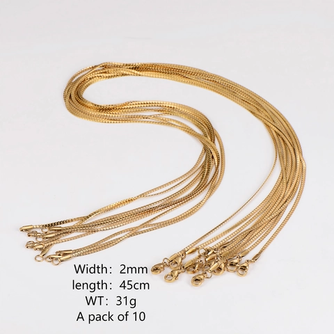 Collar De Cadena De Serpiente Plana Minimalista Acero Inoxidable 304 Chapado En Oro 18K Herringbone Capas Para Mujeres