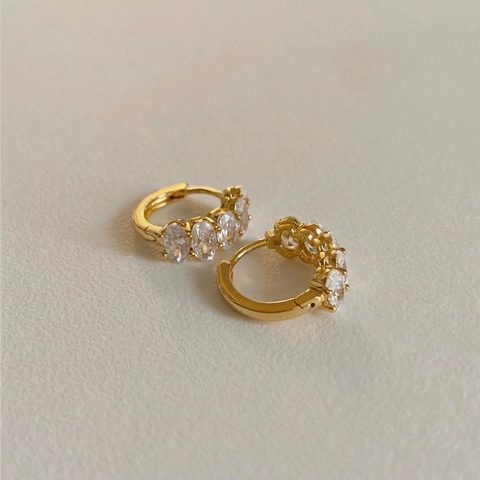 Orecchini A Cerchio In Argento Sterling 925 Con Zircone Ovale Chiaro Gioielli Di Moda Eleganti Per Donne
