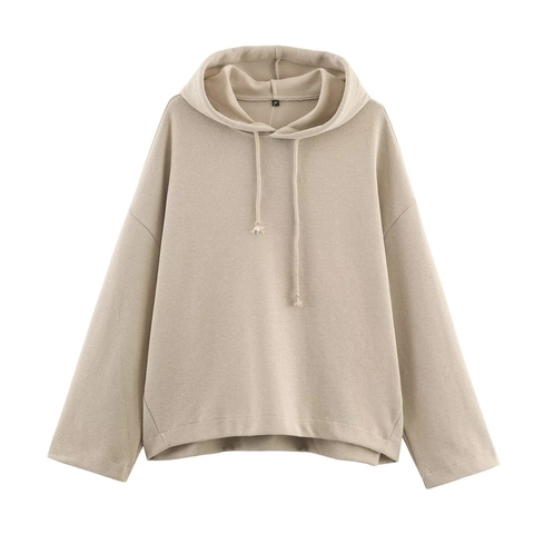 Damen Casual Strick Kapuzenpullover Und Gerade Hose Set Einfarbig Hafermehl Langarm Sweatshirt Zwei Teiler Outfit Kleidung