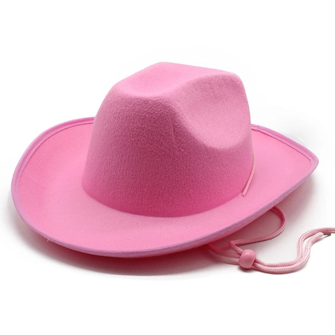 Western Cowboy Hat Wide Brim Wool Felt Retro Style Adult Outdoor Party Accessories With Adjustable Chin Strap