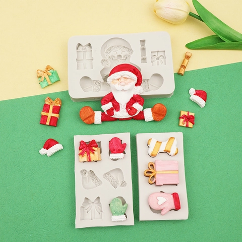 Christmas Santa Claus Gift Box Silicone Molds For Fondant Chocolate Cake Decoration Clay Resin DIY Festive Craft