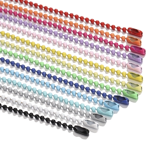 Kleurrijke Ball Chain Geverfd Metaal Ronde Kralenkettingen Met Sluitingen Voor DIY Handwerk Sleutelhanger Accessoires
