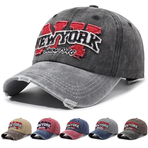 Cappello Da Baseball In Cotone Lavato Vintage Ricamo New York Regolabile Cappello Da Sole Retrò Uomini E Donne