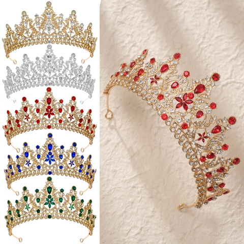 Braut Tiara Krone Legierung Strass Blatt Blume Muster Hochzeit Festzug Prom Party Kopfschmuck Luxus Für Frauen