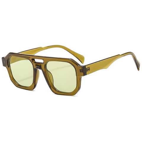 Lunettes De Soleil Carrées Double Pont Rétro Géométrique PC Monture Protection UV400 Lunettes De Mode Pour Femmes Hommes
