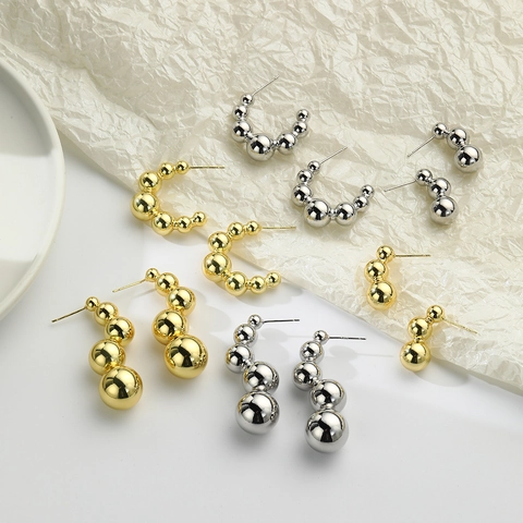 Minimalistische Hohlkugel Ohrstecker 18K Vergoldetes Kupfer Mit 925 Sterling Silber Ohrstift Geometrischer Spiegelglanz