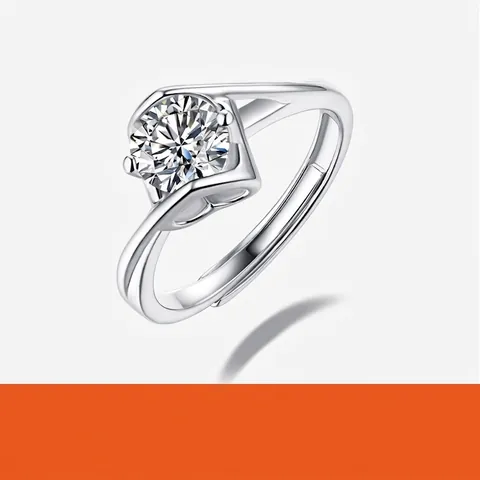 Luxus Moissanit S925 Silber Verstellbarer Ring Für Damen Sechskrallenfassung Verlobung Hochzeit Schmuck Eleganter Fingerring Geschenk