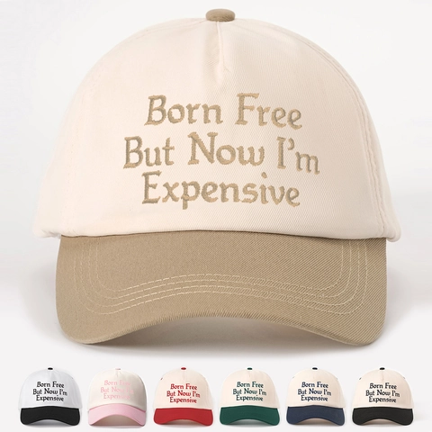 Casquette De Baseball En Coton Brodé Slogan Lettre Color Block Protection Solaire Réglable Pour Femmes Hommes