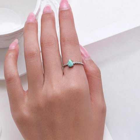 Birnenschliff Opal Ring 925 Sterling Silber Mit Zirkonia Eleganter Wassertropfen Form Schmuck Für Damen