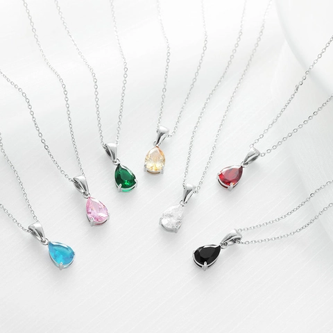 Peer Geslepen Waterdruppel Hanger Ketting Titanium Roestvrij Staal Minimalistisch Elegant Zirkonia Sieraden Voor Dames