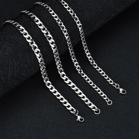 Collar De Cadena Cubana De Acero Inoxidable Pulido NK Link Hip Hop Punk Streetwear Joyería Para Hombre Mujer