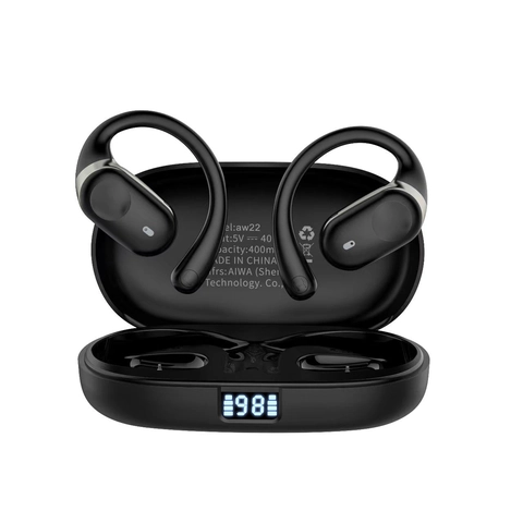 Auricolari Bluetooth 5.3 Senza Fili Orecchio Aperto Sport Cuffie PC ABS HiFi Audio Impermeabile IPX7 Allenamento Display LED