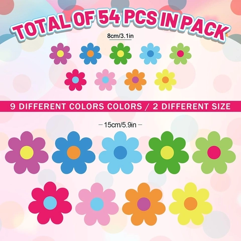 Flower Cutouts Colorful Hollow Cardstock Paper Bulletin Board Decorations Classroom School Office Kids Room Wall Ornaments