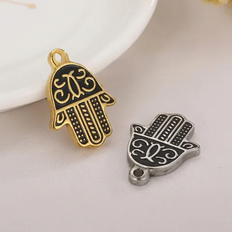 Colgante Mano De Hamsa Fátima Amuleto Ojo Turco Acero Inoxidable Patrón Retro Para Accesorios De Creación De Joyas DIY
