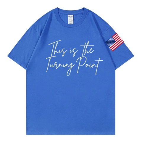 Men Short Sleeve Cotton T-Shirt Round Neck Loose Fit Casual Summer Top With Letter Print And Flag Patch