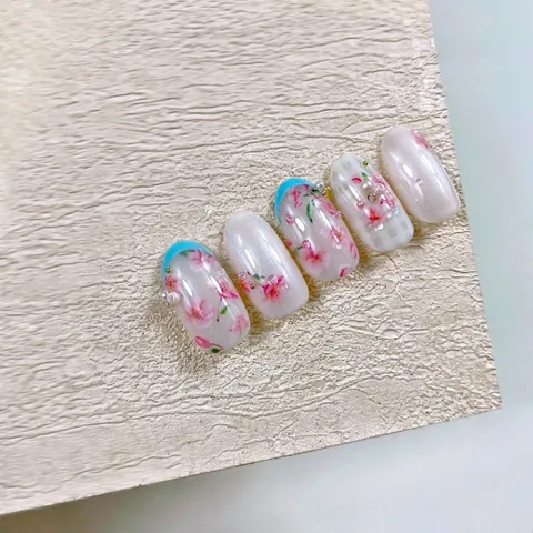 Japanese Sakura Nail Stickers Ultra Thin Self Adhesive Pink Peach Blossom Floral Decals For DIY Manicure Decoration Women