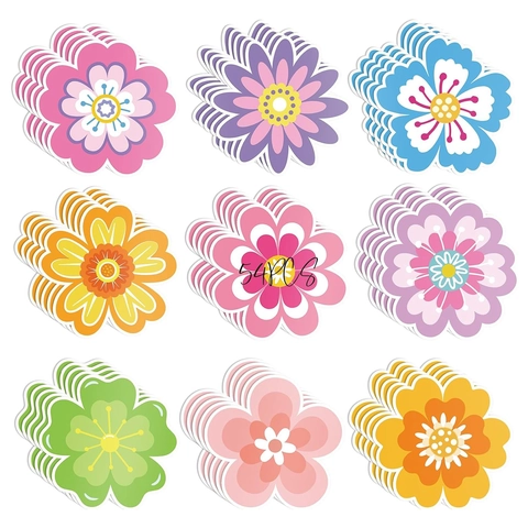 Floral Flower Cutouts Bulletin Board Decorations Waterproof Cardstock Double Sided Colorful Classroom Spring Hawaiian Party Decor