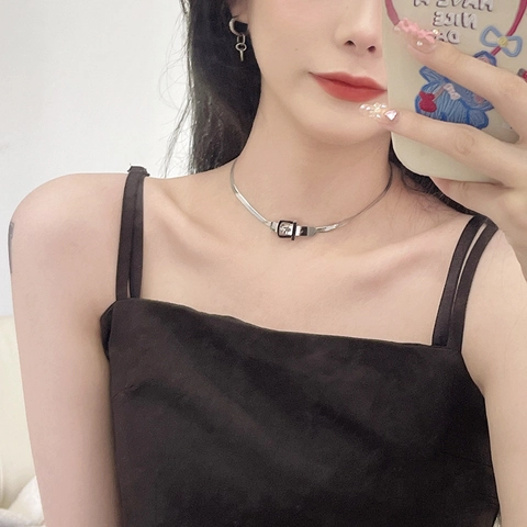 Collana con Pendente a Fibbia in Acciaio al Titanio Catena a Lisca di Pesce Punk Hip Hop Gioielli di Moda Personalizzati