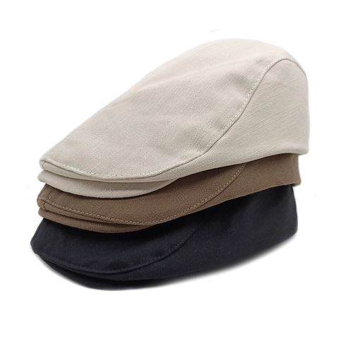 Vintage Cotton Ivy Cap Retro Flat Cap Short Brim Newsboy Hat Solid Color Breathable Casual Headwear For Women Men