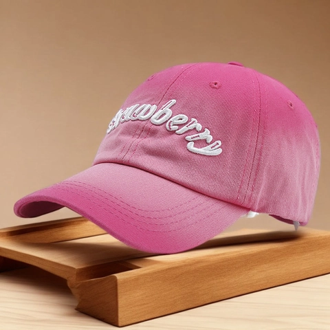 Strawberry Buchstaben Stickerei Baseballkappe Baumwolle Gewaschen Verstellbar Sonnenschutz Hut Unisex Outdoor Accessoire