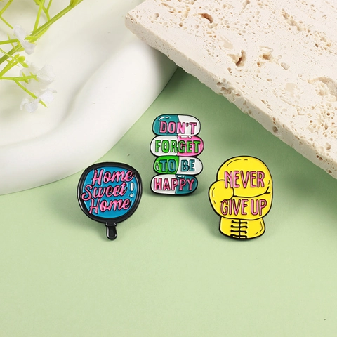 Set de Pines de Esmalte Never Give Up Guante de Boxeo Pastilla Home Sweet Home Aleación Broche para Mochila Accesorios Ropa Joyería Mujer