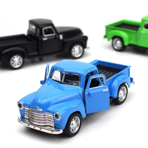 Modelo De Juguete Camioneta Vintage Aleación Metal Fundido Acción De Retroceso Puertas Se Abren Decoración Coche Clásico
