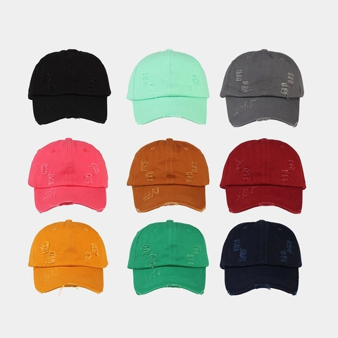 Distressed Washed Cotton Baseball Cap Vintage Ripped Sun Protection Outdoor Adjustable Hat For Men Women
