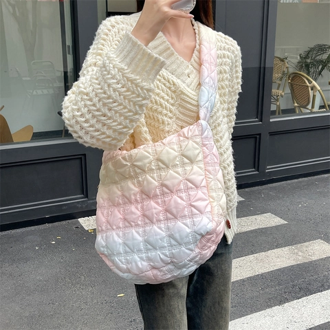 Bolso Bandolera Para Mujer Acolchado Con Degradado Cloud Bag Ligero Moda Informal Bolso De Hombro