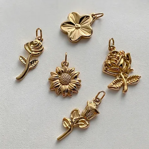 Ciondoli a Forma di Fiore in Acciaio Inossidabile Vintage per Creazione di Gioielli Fai-da-te Oro Rosa Girasole Strass