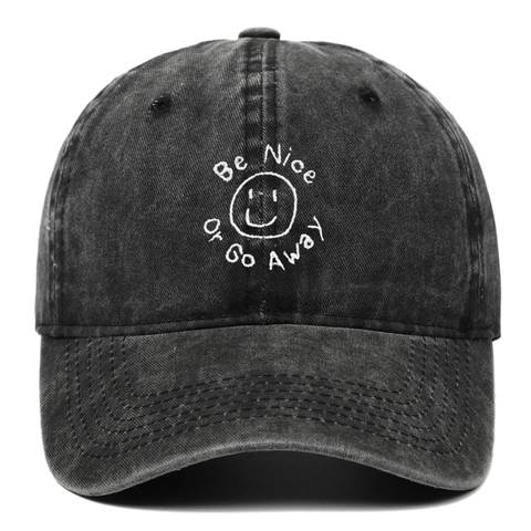 Casquette De Baseball En Coton Lavé Broderie Be Nice Or Go Away Vintage Ajustable Distressed Dad Hat Unisexe