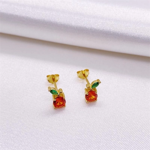 S925 Sterlingsilber Rote Grapefruit Frucht Ohrstecker Für Damen Süße Süße Strass Eingelegte Vergoldete Schmuck Geschenk